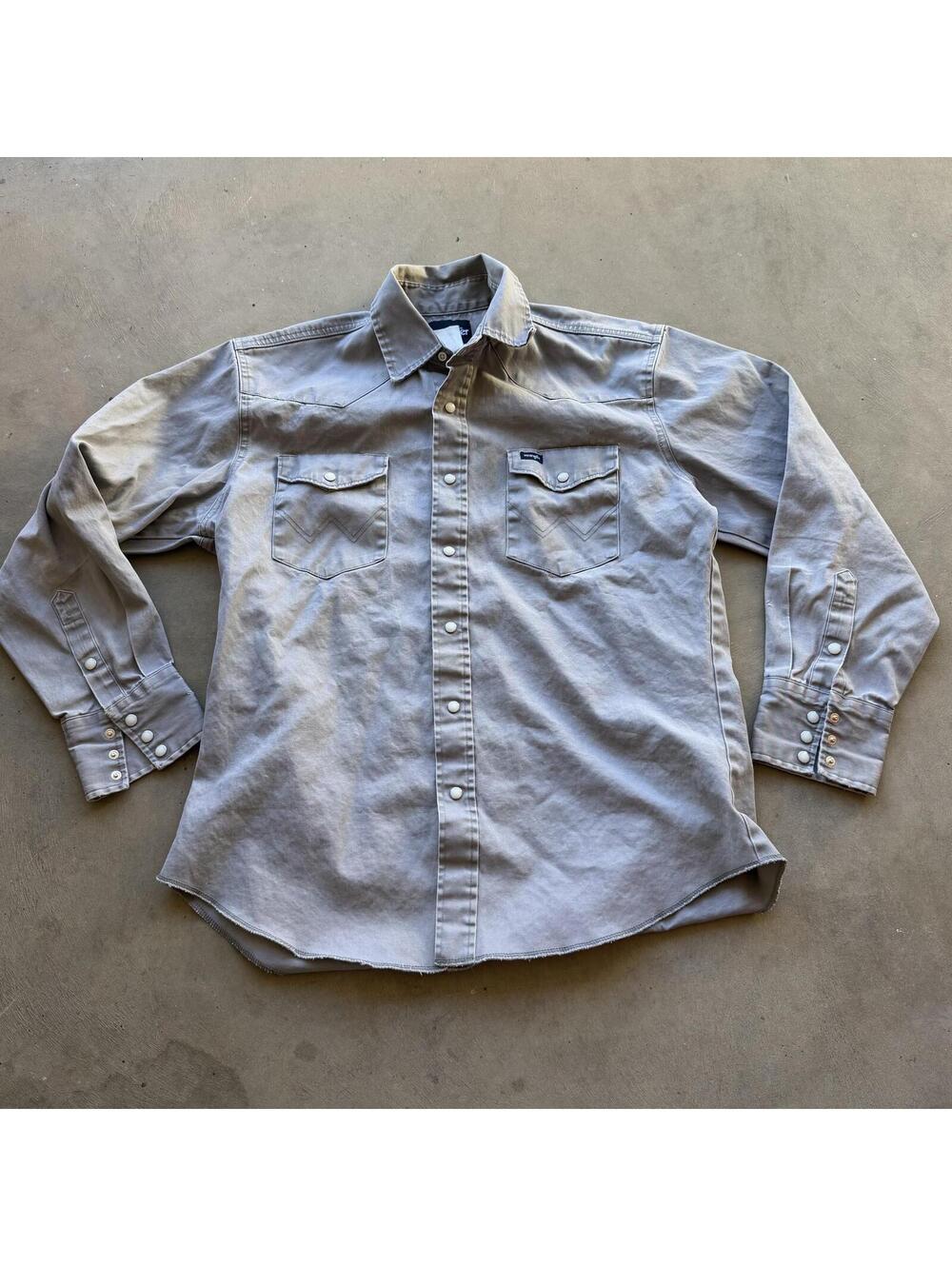 Vintage Wrangler Western Gray Brushpopper Snap Shirt Cowboy